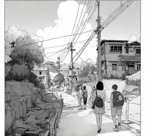 校园恋爱漫画封面：樱花树下的少年与少女